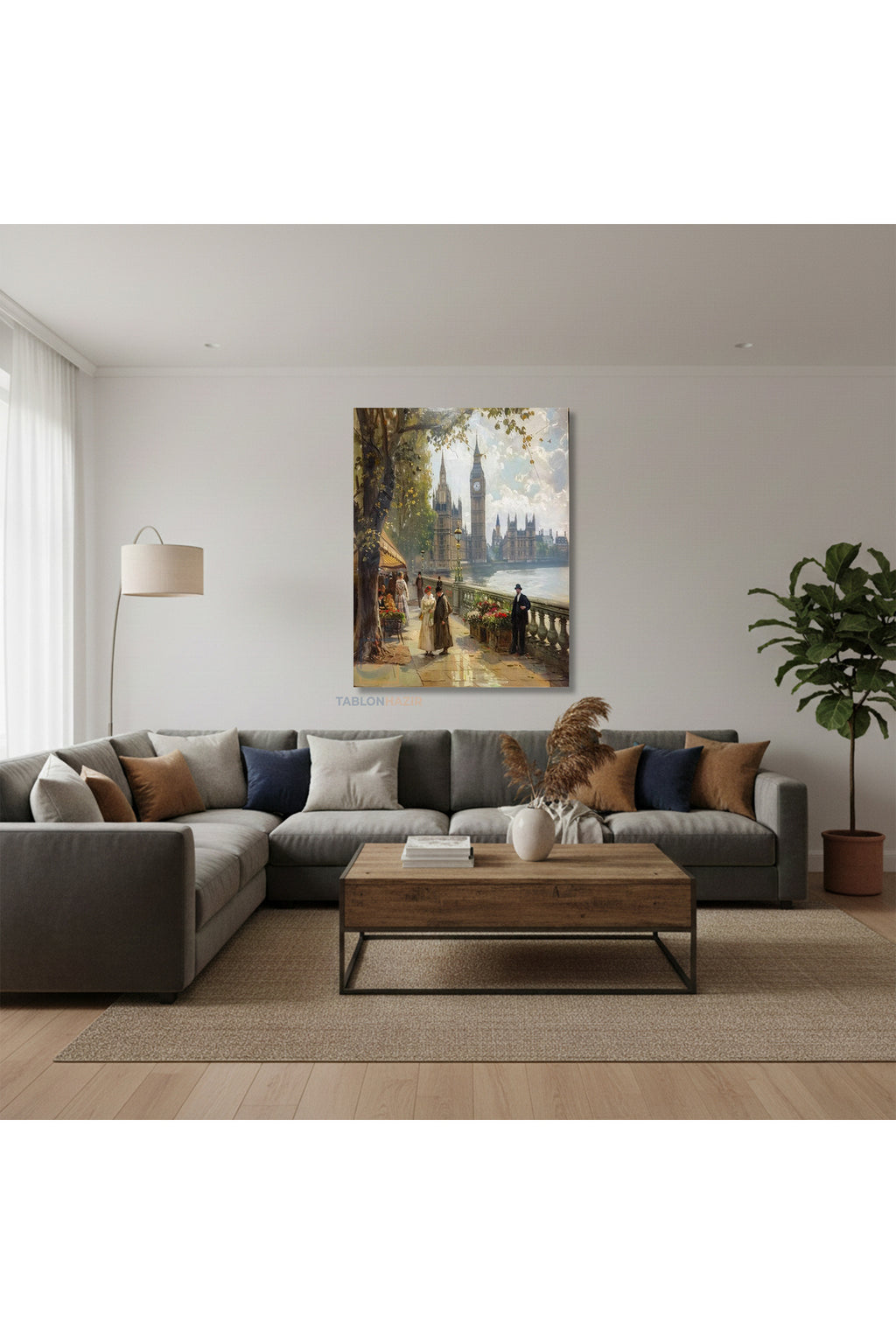 Dikey Kanvas Tablo Salon Duvar Tablosu Saat Kulesi Manzara Yeni Ev Hediyesi Ofis Tablosu