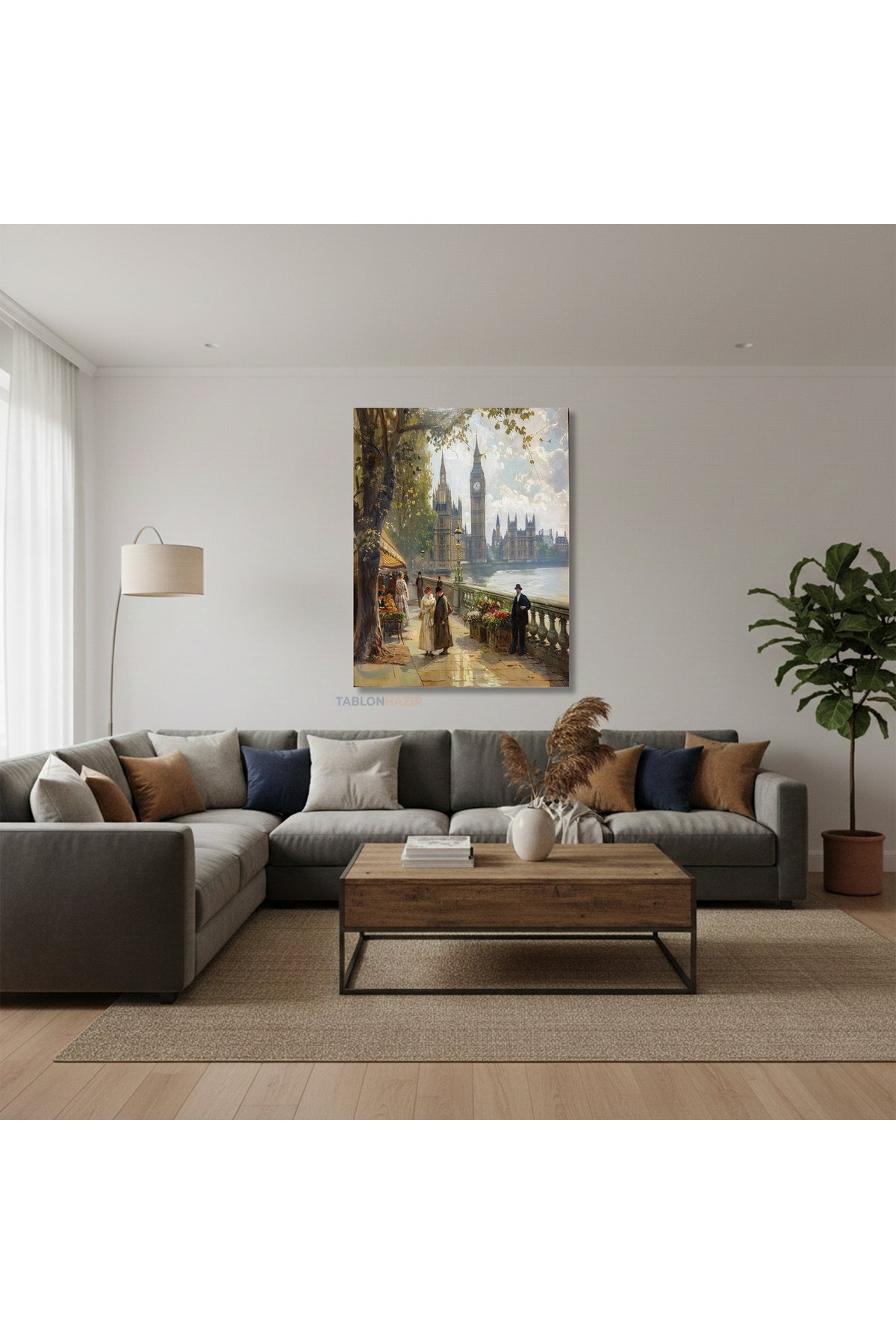 Dikey Kanvas Tablo Salon Duvar Tablosu Saat Kulesi Manzara Yeni Ev Hediyesi Ofis Tablosu