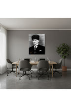 Dikey Kanvas Tablo Salon Duvar Tablosu Atatürk Karakalem Yeni Ev Hediyesi Ofis Tablosu