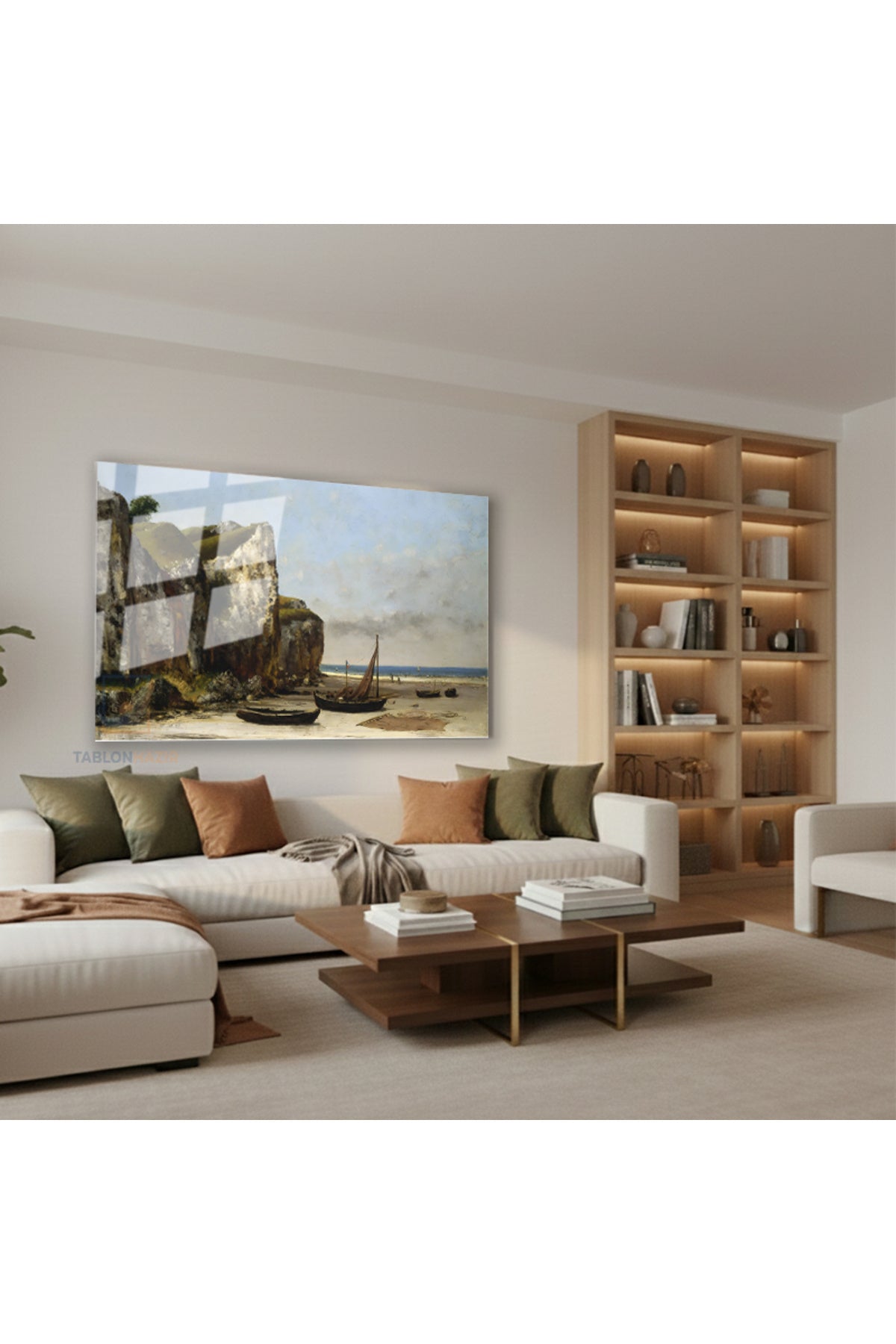 Yatay Cam Tablo Salon Duvar Tablosu Klasik Manzara 46 Yeni Ev Hediyesi Ofis Tablosu
