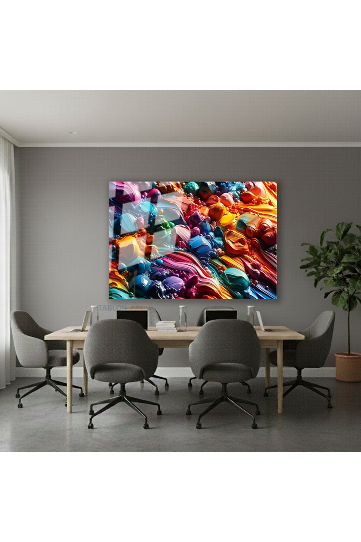 Yatay Cam Tablo Salon Duvar Tablosu Yatay Cam Soyutrenksanati6 Yeni Ev Hediyesi Ofis Tablosu