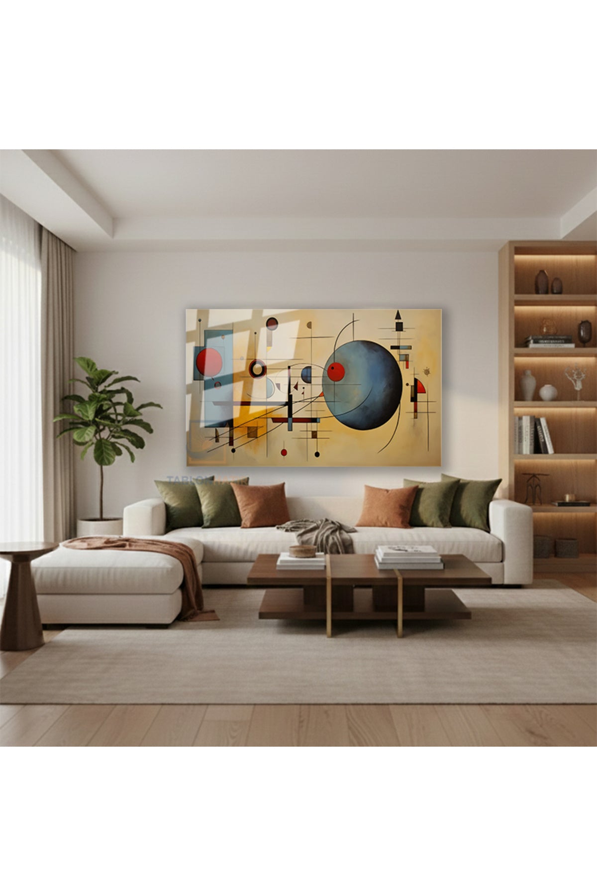 Yatay Cam Tablo Salon Duvar Tablosu Yatay Cam Geometrik Soyut Yeni Ev Hediyesi Ofis Tablosu