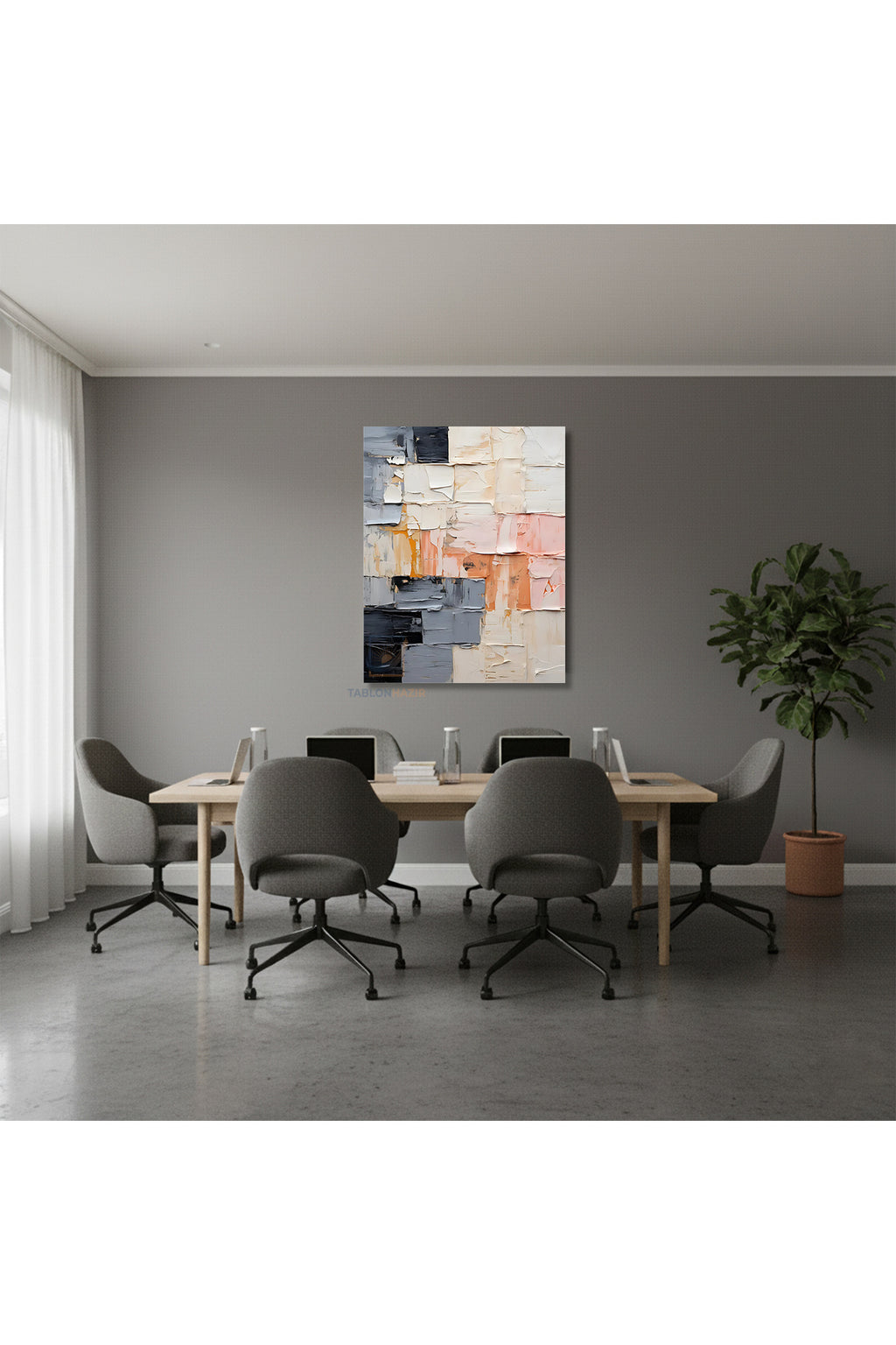 Dikey Kanvas Tablo Salon Duvar Tablosu Soyut 0008 Yeni Ev Hediyesi Ofis Tablosu