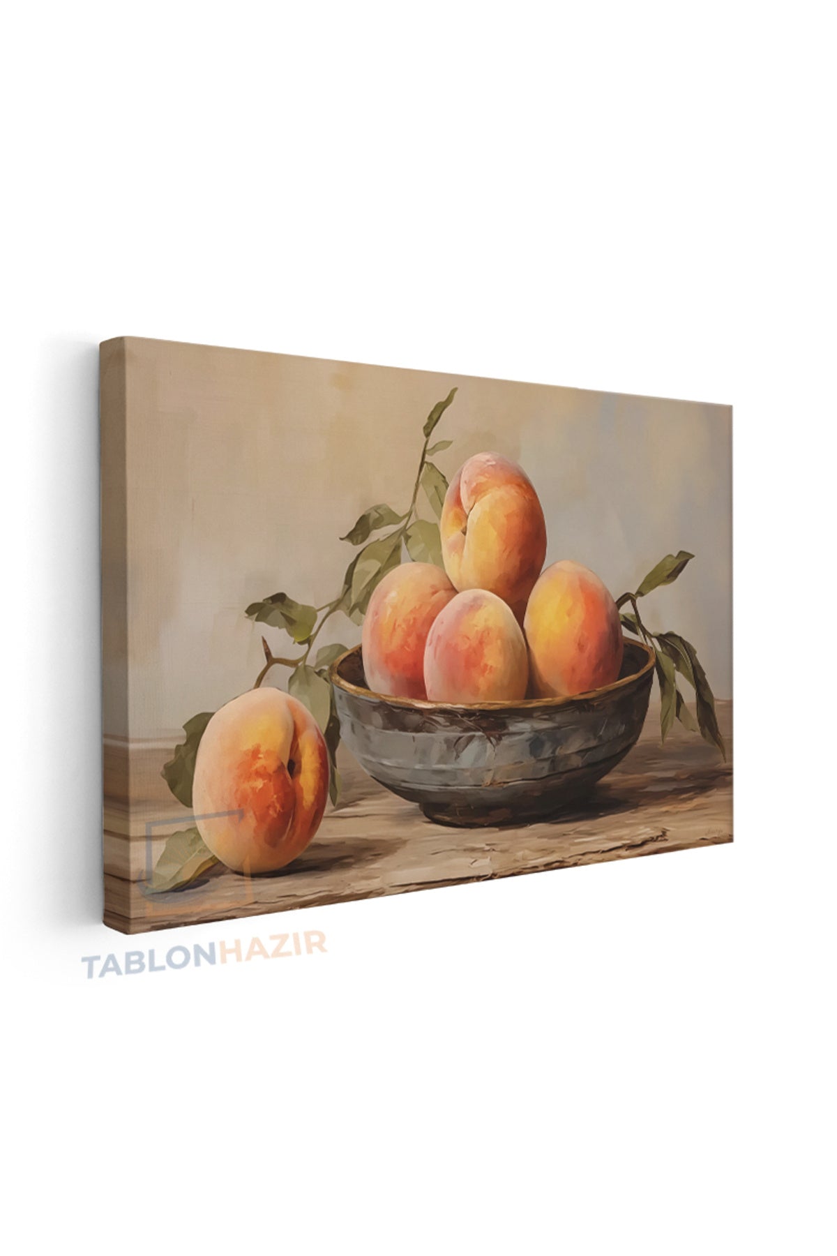 Yatay Kanvas Duvar Tablosu Naturmortseftaliler Salon Tablosu Ofis Tablosu Ev Hediyesi Dekorasyon