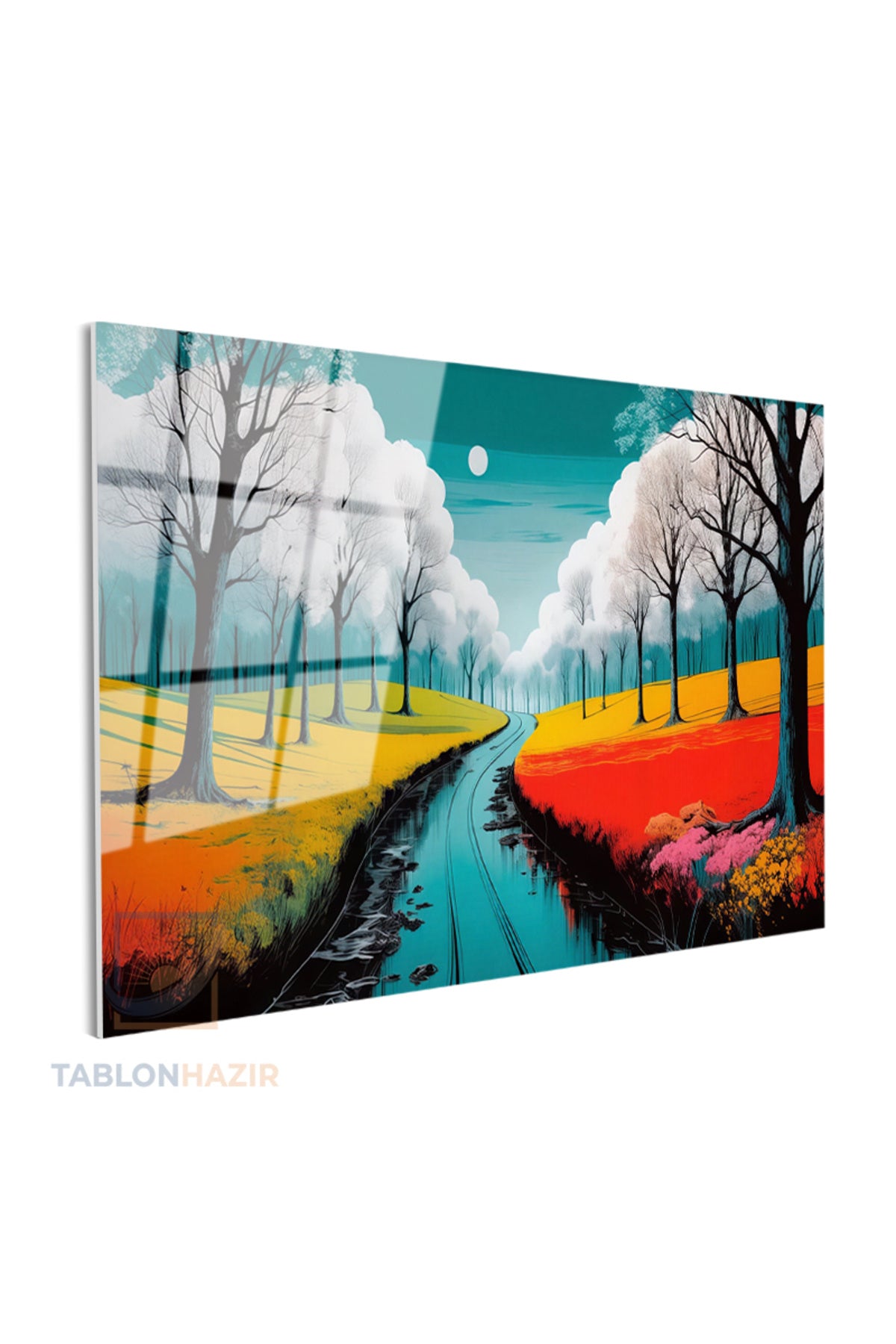 Yatay Cam Tablo Salon Duvar Tablosu Yatay Cam Doganinrenkleri6 Yeni Ev Hediyesi Ofis Tablosu