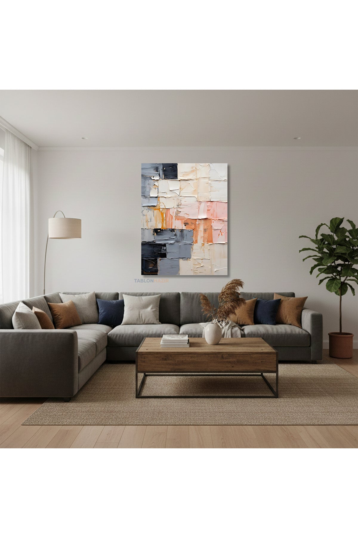 Dikey Kanvas Tablo Salon Duvar Tablosu Soyut 0008 Yeni Ev Hediyesi Ofis Tablosu