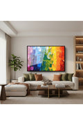 Çerçeveli Yatay Cam Tablo Salon Duvar Tablosu Yatay Cam Rengarenk Eriyen Boyalar Ofis Tablosu