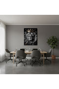 Dikey Kanvas Tablo Salon Duvar Tablosu Aslan Kral Siyah Beyaz Yeni Ev Hediyesi Ofis Tablosu