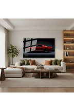 Yatay Cam Tablo Salon Duvar Tablosu Yatay Cam Kirmizi Spor Araba Yeni Ev Hediyesi Ofis Tablosu