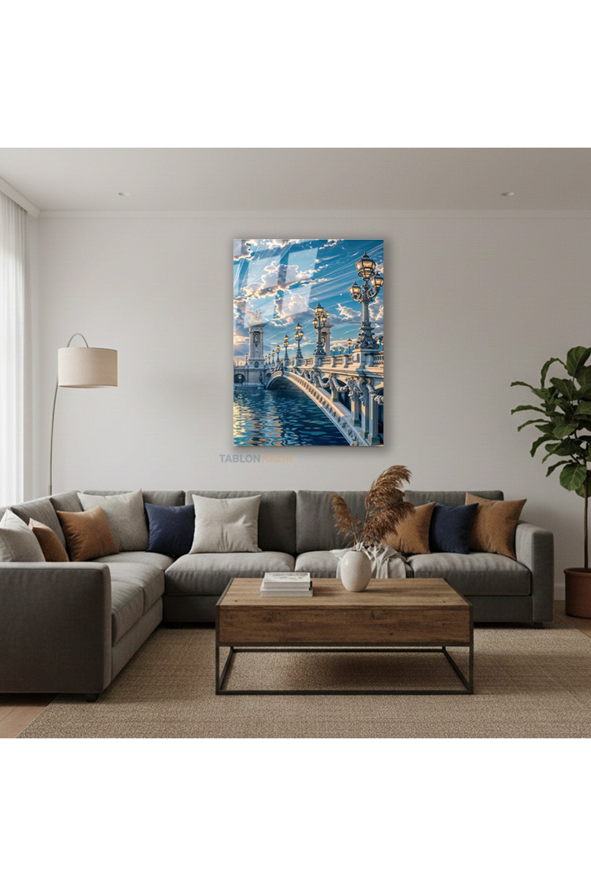 Dikey Cam Tablo Salon Duvar Tablosu Dikey Cam Klasik Kopru Yeni Ev Hediyesi Ofis Tablosu