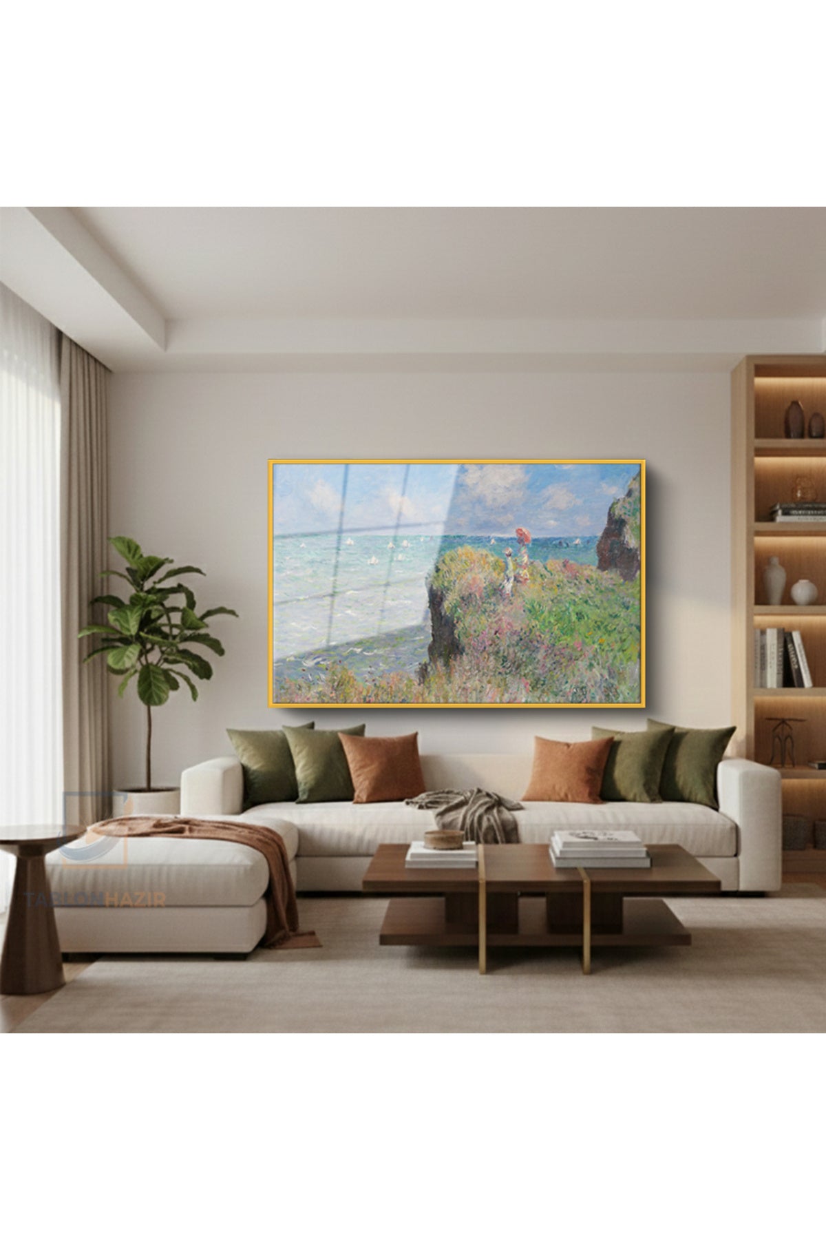 Çerçeveli Yatay Cam Tablo Salon Duvar Tablosu Yatay Cam Vintageucurummanzarası Ofis Tablosu