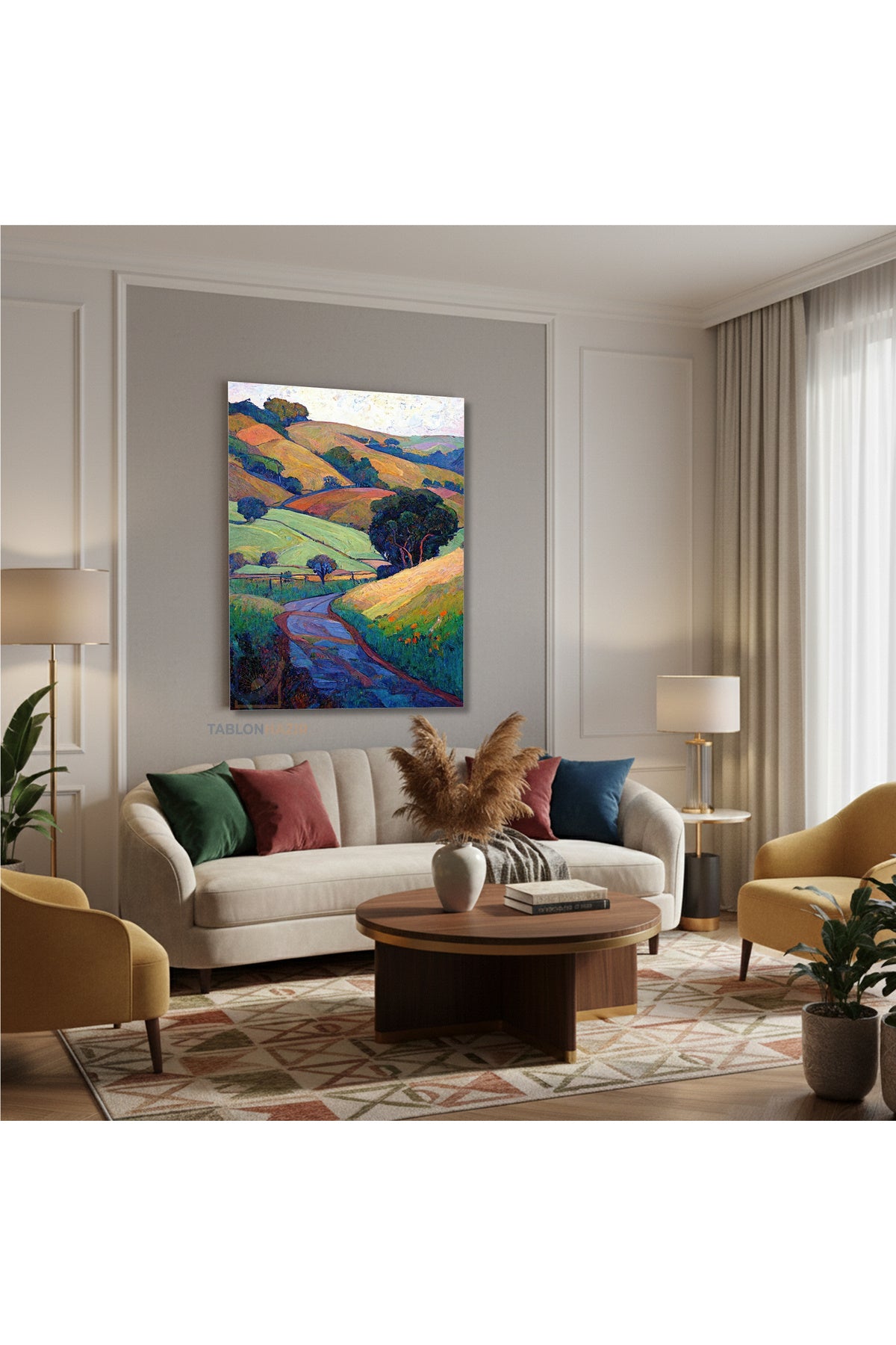 Dikey Kanvas Tablo Salon Duvar Tablosu Soyut 0017 Yeni Ev Hediyesi Ofis Tablosu