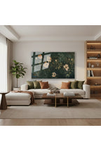 Yatay Cam Tablo Salon Duvar Tablosu Yatay Cam Yesil Ve Cicekler Yeni Ev Hediyesi Ofis Tablosu