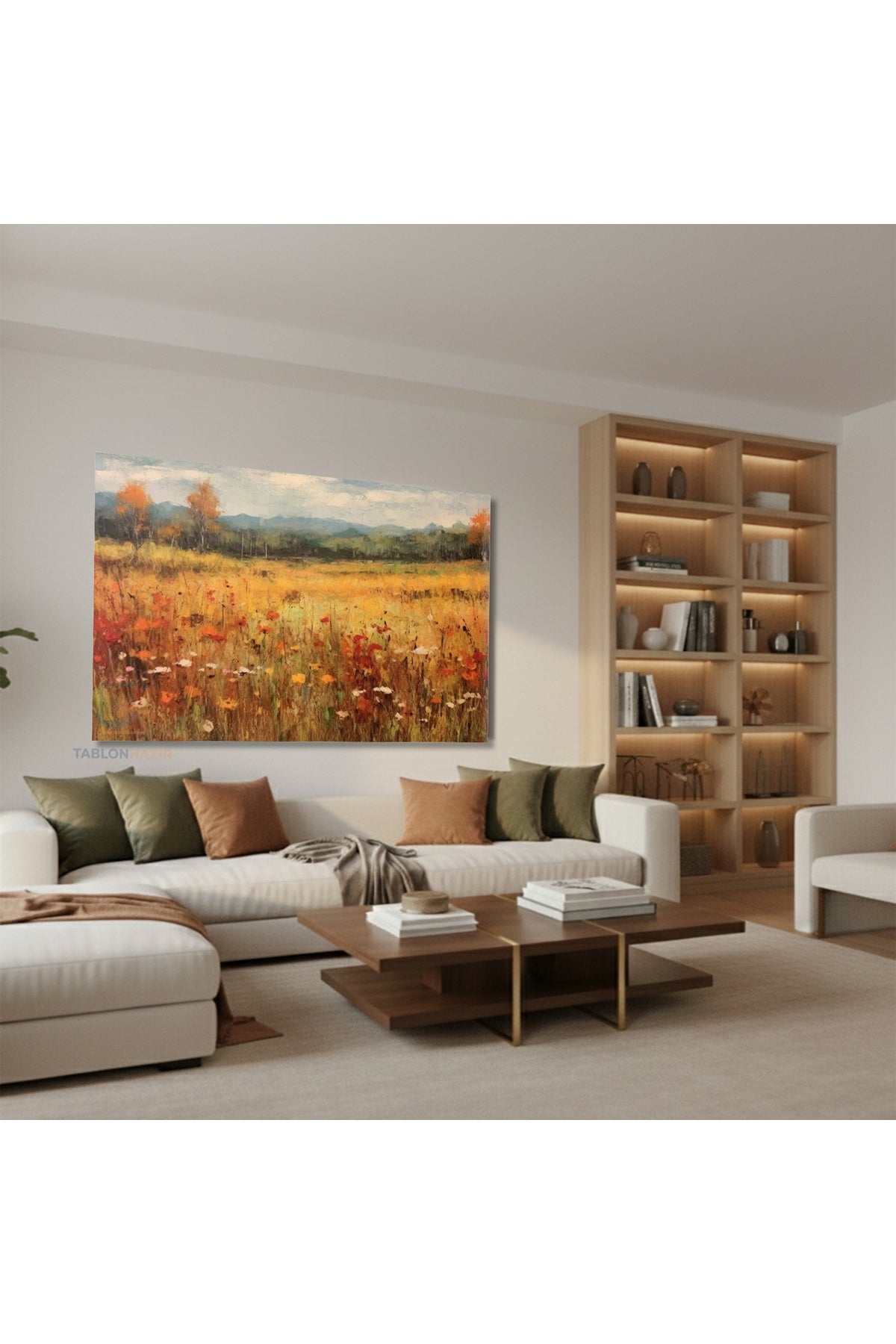 Yatay Kanvas Duvar Tablosu Bahar Manzara Salon Tablosu Ofis Tablosu Yeni Ev Hediyesi Dekorasyon