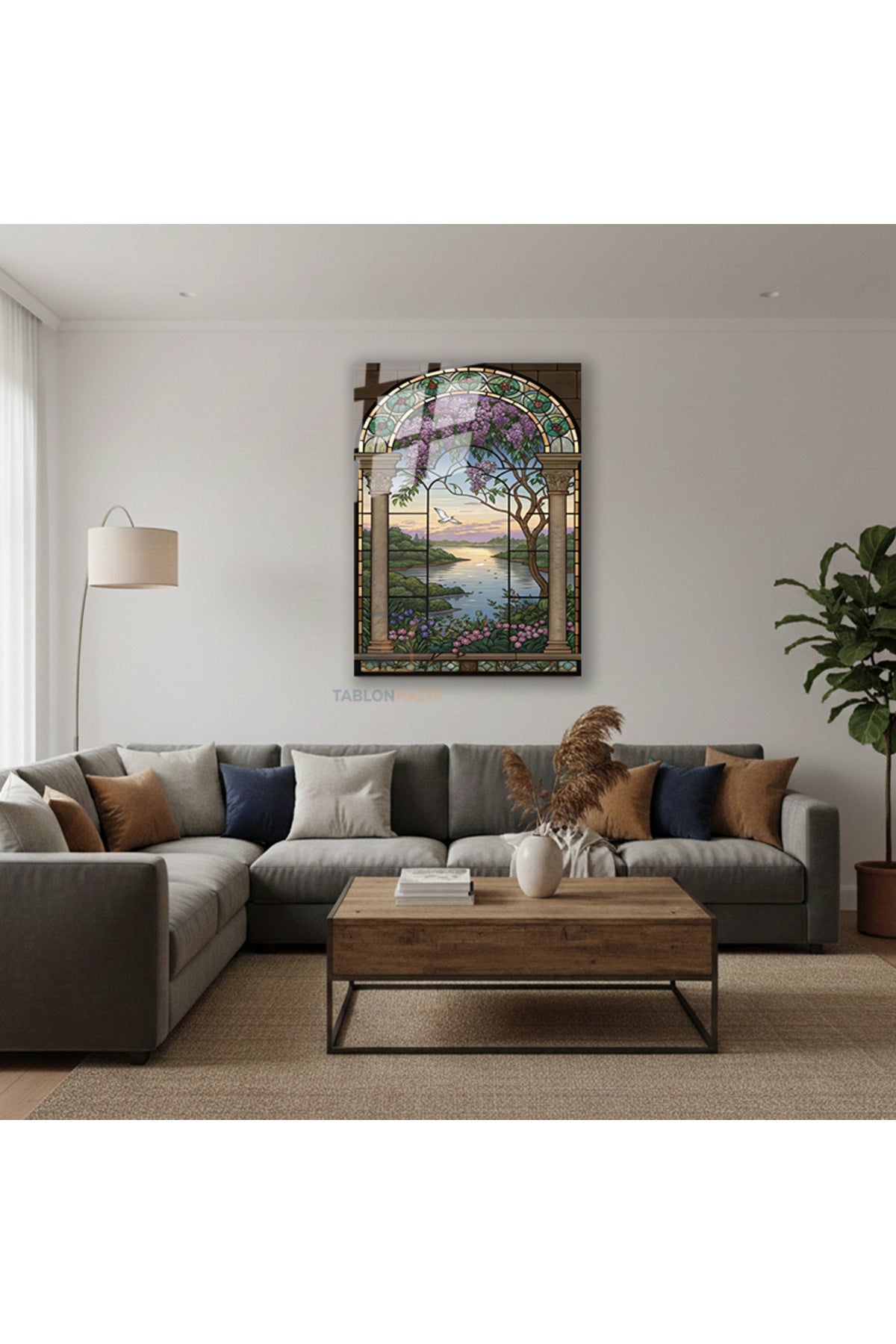 Dikey Cam Tablo Salon Duvar Tablo Dikey Cam Garden Window Stained Glass Idea Ev Hediyesi Ofis Tablo