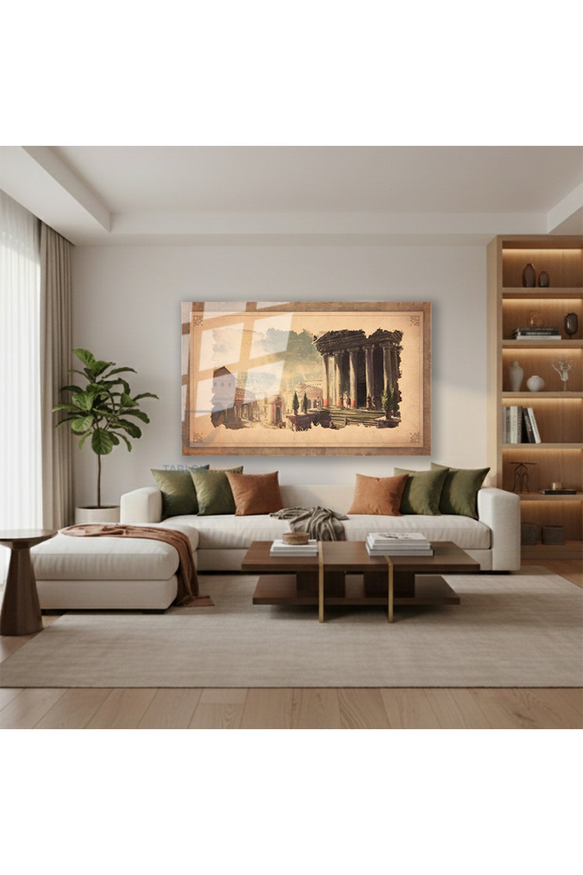 Yatay Cam Tablo Salon Duvar Tablosu Yatay Cam Eskiroma Yeni Ev Hediyesi Ofis Tablosu