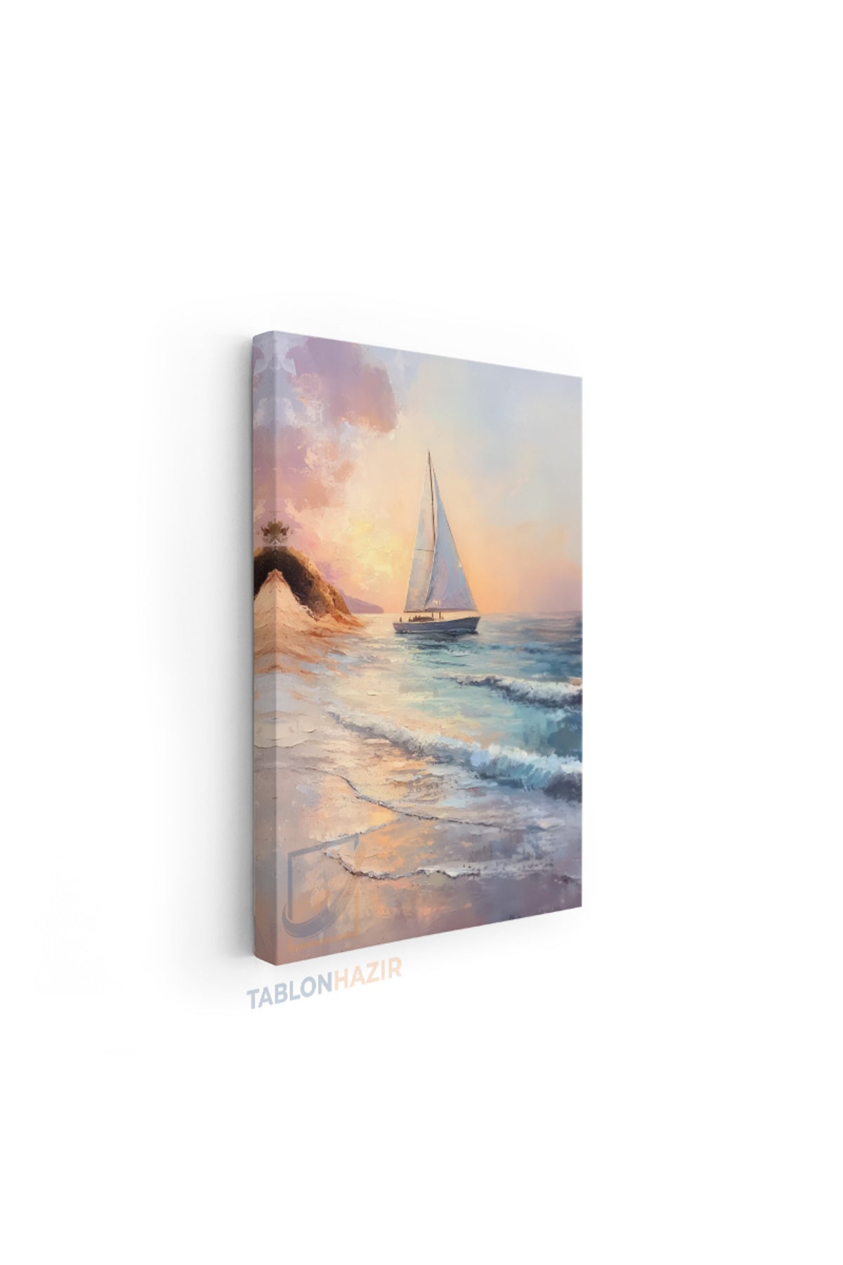 Dikey Kanvas Tablo Salon Duvar Tablosu Kumsal Ve Yelkenli Yeni Ev Hediyesi Ofis Tablosu