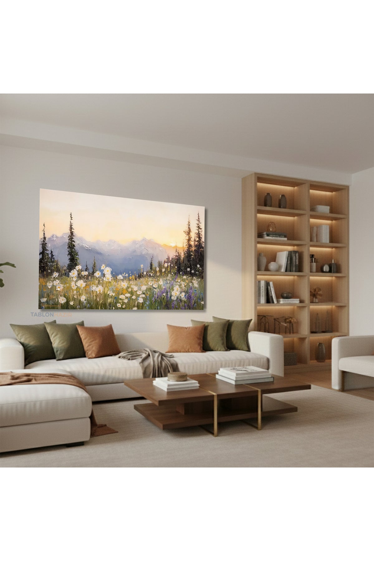 Yatay Kanvas Duvar Tablosu Cicek Tarlasi Salon Tablosu Ofis Tablosu Yeni Ev Hediyesi Dekorasyon