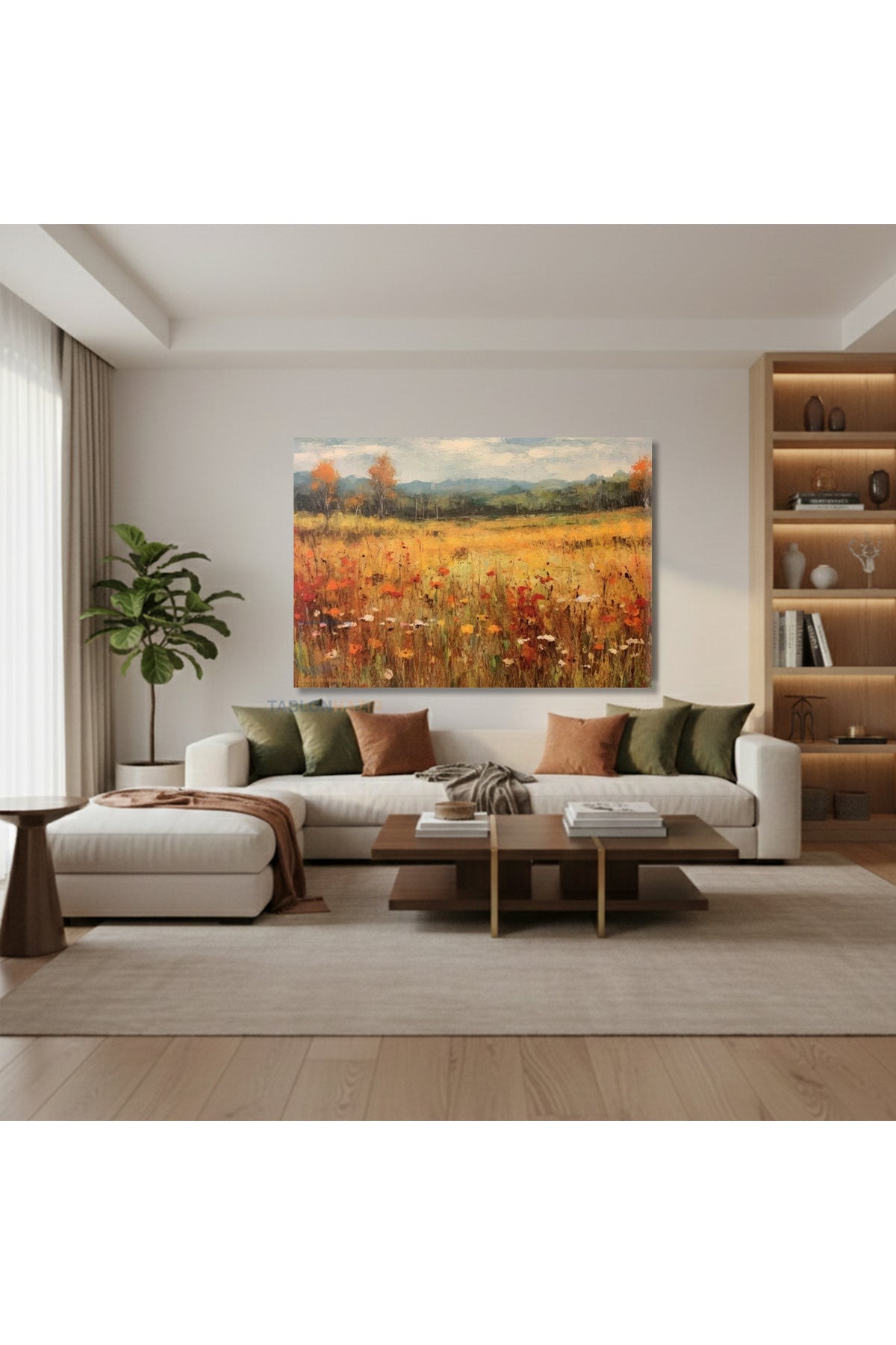 Yatay Kanvas Duvar Tablosu Bahar Manzara Salon Tablosu Ofis Tablosu Yeni Ev Hediyesi Dekorasyon