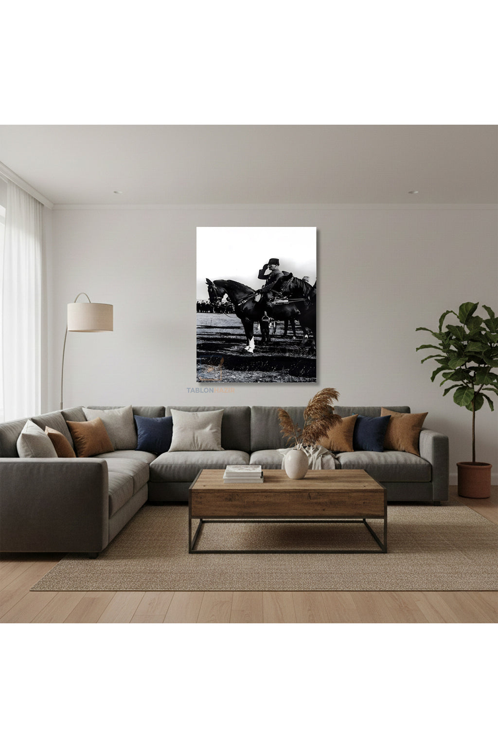 Dikey Kanvas Tablo Salon Duvar Tablosu Sb Atatürk At Ustunde Yeni Ev Hediyesi Ofis Tablosu