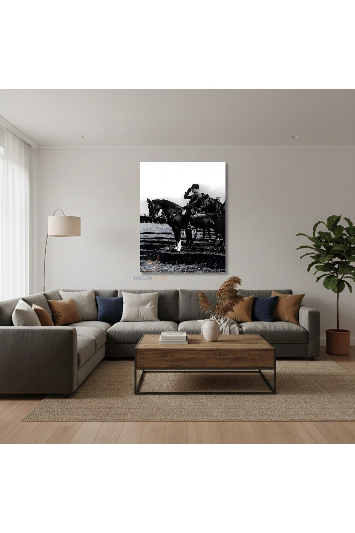 Dikey Kanvas Tablo Salon Duvar Tablosu Sb Atatürk At Ustunde Yeni Ev Hediyesi Ofis Tablosu