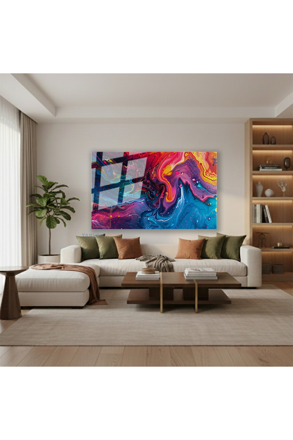 Yatay Cam Tablo Salon Duvar Tablosu Yatay Cam Renksoleni Yeni Ev Hediyesi Ofis Tablosu