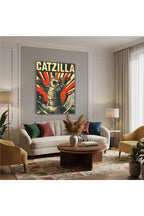 Dikey Kanvas Tablo Salon Duvar Tablosu Catzilla Yeni Ev Hediyesi Ofis Tablosu