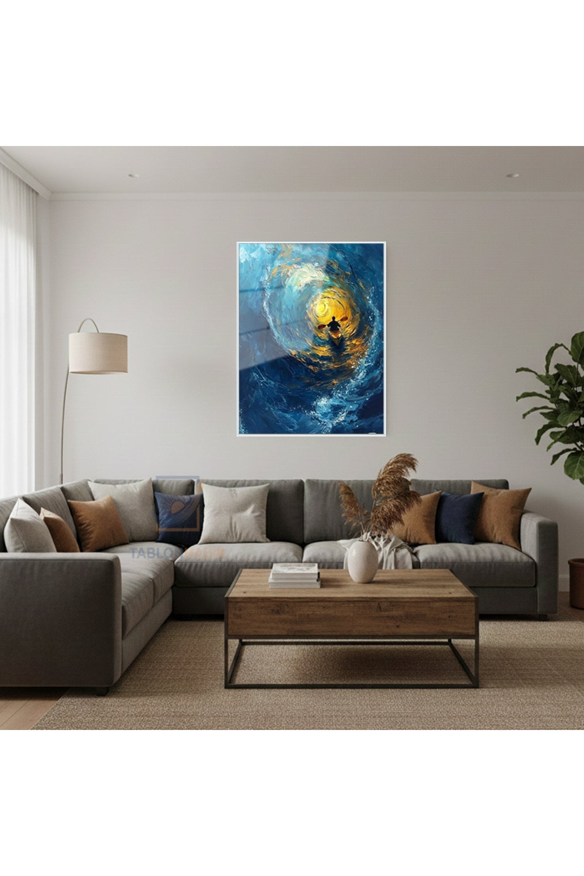 Dikey Çerçeveli Cam Surf Manzara Modern Ev Dekoru Duvar Sanatı Ev Ofis Tablosu