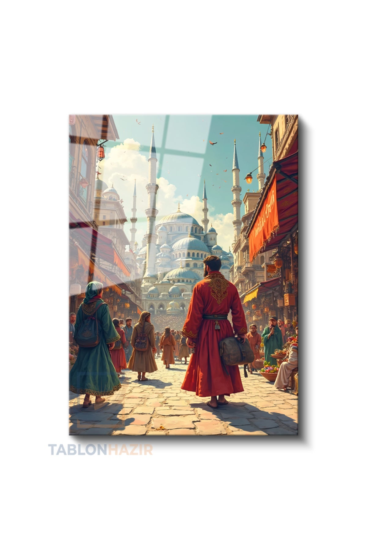 Dikey Cam Tablo Salon Duvar Tablosu Dikey Cam Yapayzeka Osmanli Yeni Ev Hediyesi Ofis Tablosu