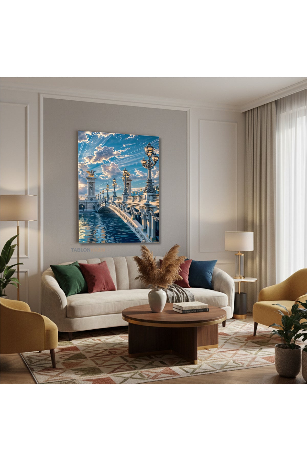 Dikey Kanvas Tablo Salon Duvar Tablosu Klasik Kopru Yeni Ev Hediyesi Ofis Tablosu