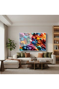 Çerçeveli Yatay Cam Tablo Salon Duvar Tablosu Yatay Cam Soyutrenksanati6 Ofis Tablosu