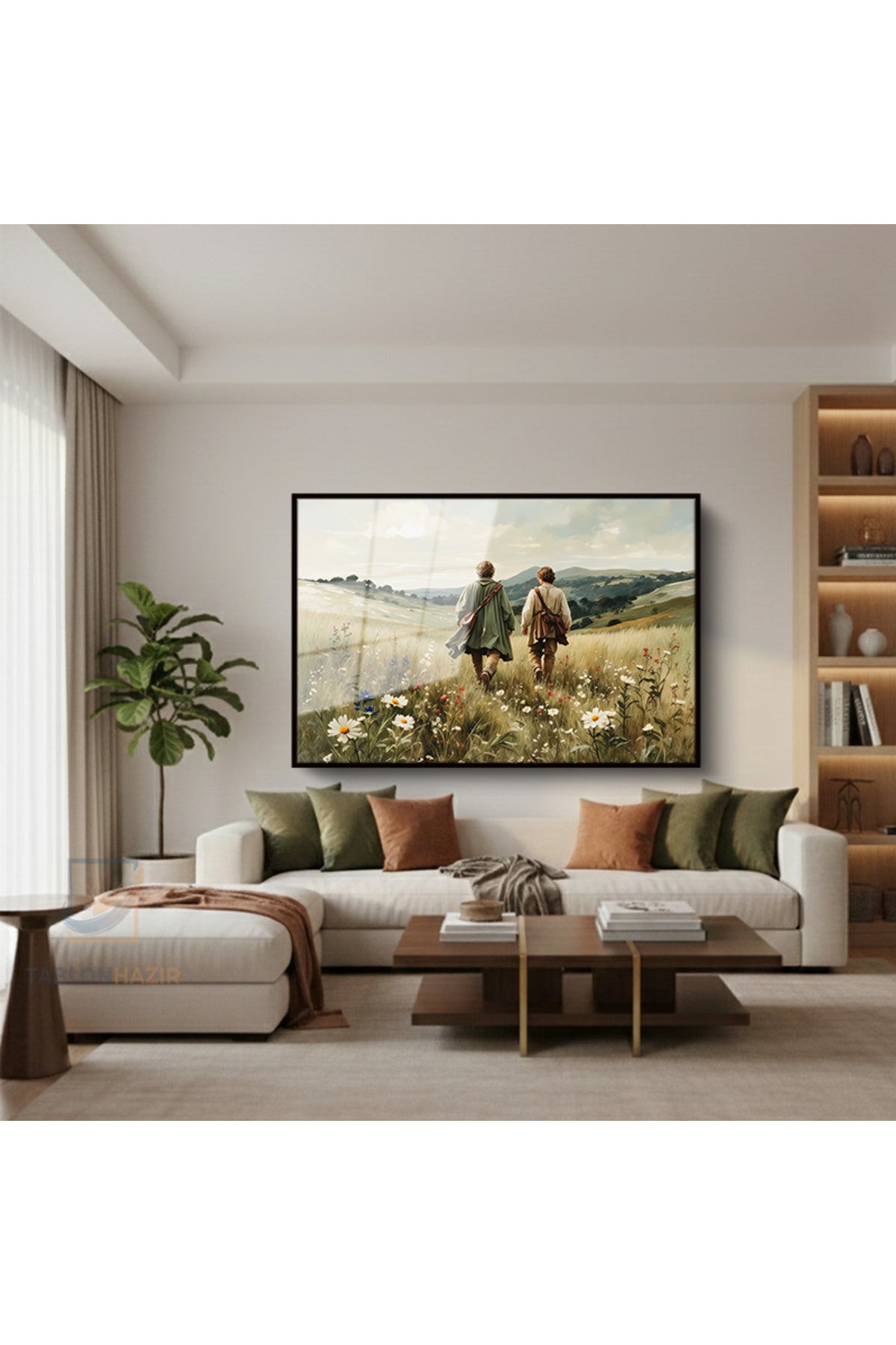 Çerçeveli Yatay Cam Tablo Salon Duvar Tablosu Yatay Cam Lotr Frodo Sam Yeni Ev Hediyesi Ofis Tablosu