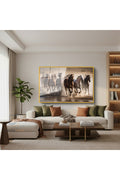 Çerçeveli Yatay Cam Tablo Salon Duvar Tablosu Yatay Cam Kosan Atlar Yeni Ev Hediyesi Ofis Tablosu