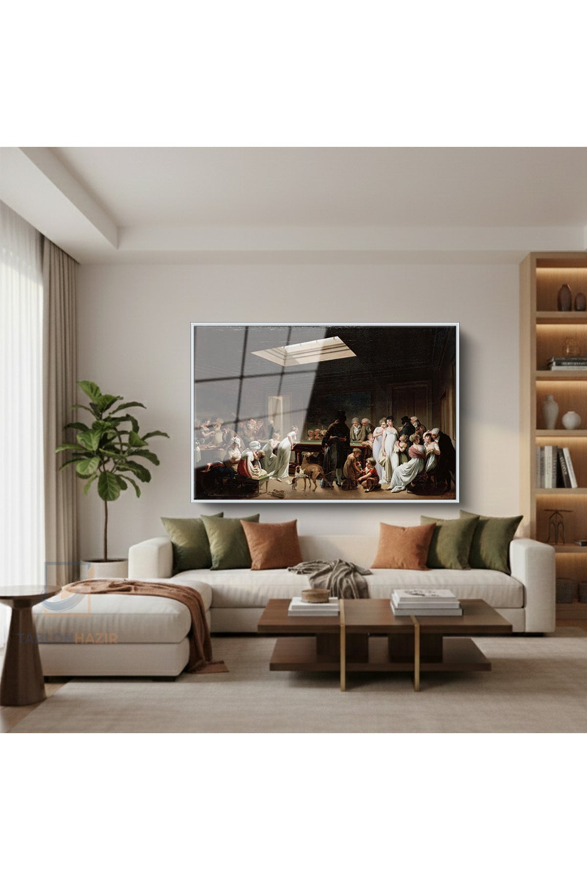 Çerçeveli Yatay Cam Tablo Salon Duvar Tablosu Yatay Cam Klasikbati Yeni Ev Hediyesi Ofis Tablosu