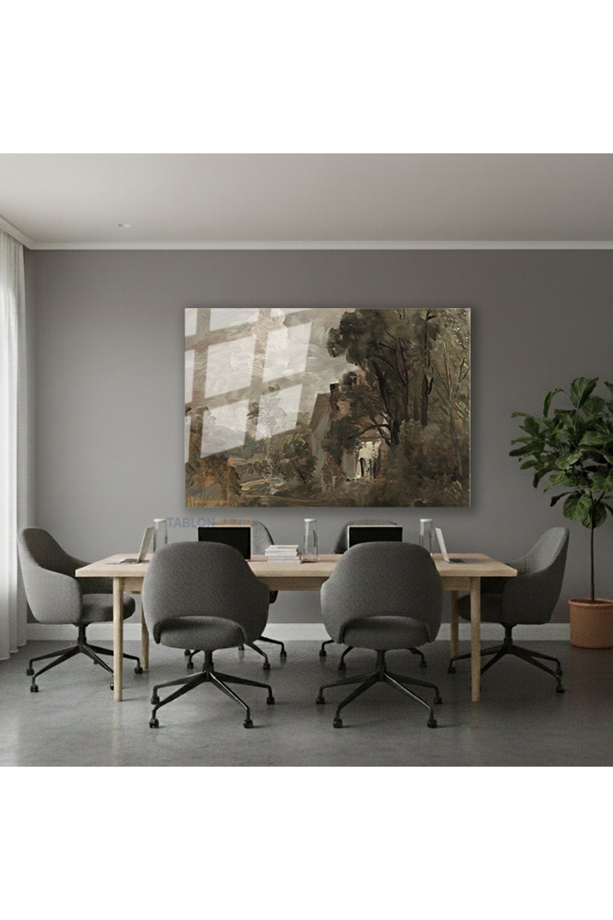 Yatay Cam Tablo Salon Duvar Tablosu Yatay Cam Klasik Manzara 5 Yeni Ev Hediyesi Ofis Tablosu