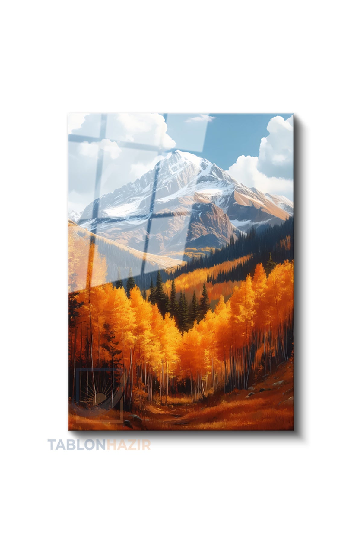 Dikey Cam Tablo Salon Duvar Tablosu Dikey Cam Sonbahar Dag Manzara Yeni Ev Hediyesi Ofis Tablosu