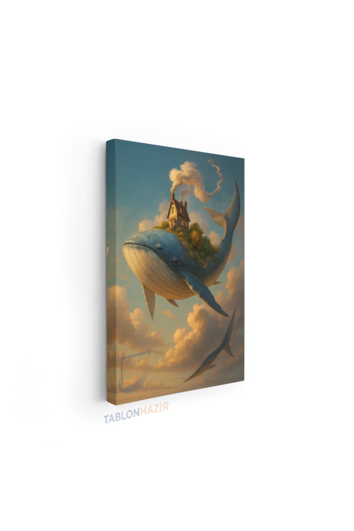 Dikey Kanvas Tablo Salon Duvar Tablosu Uçan Balina Ev Yeni Ev Hediyesi Ofis Tablosu