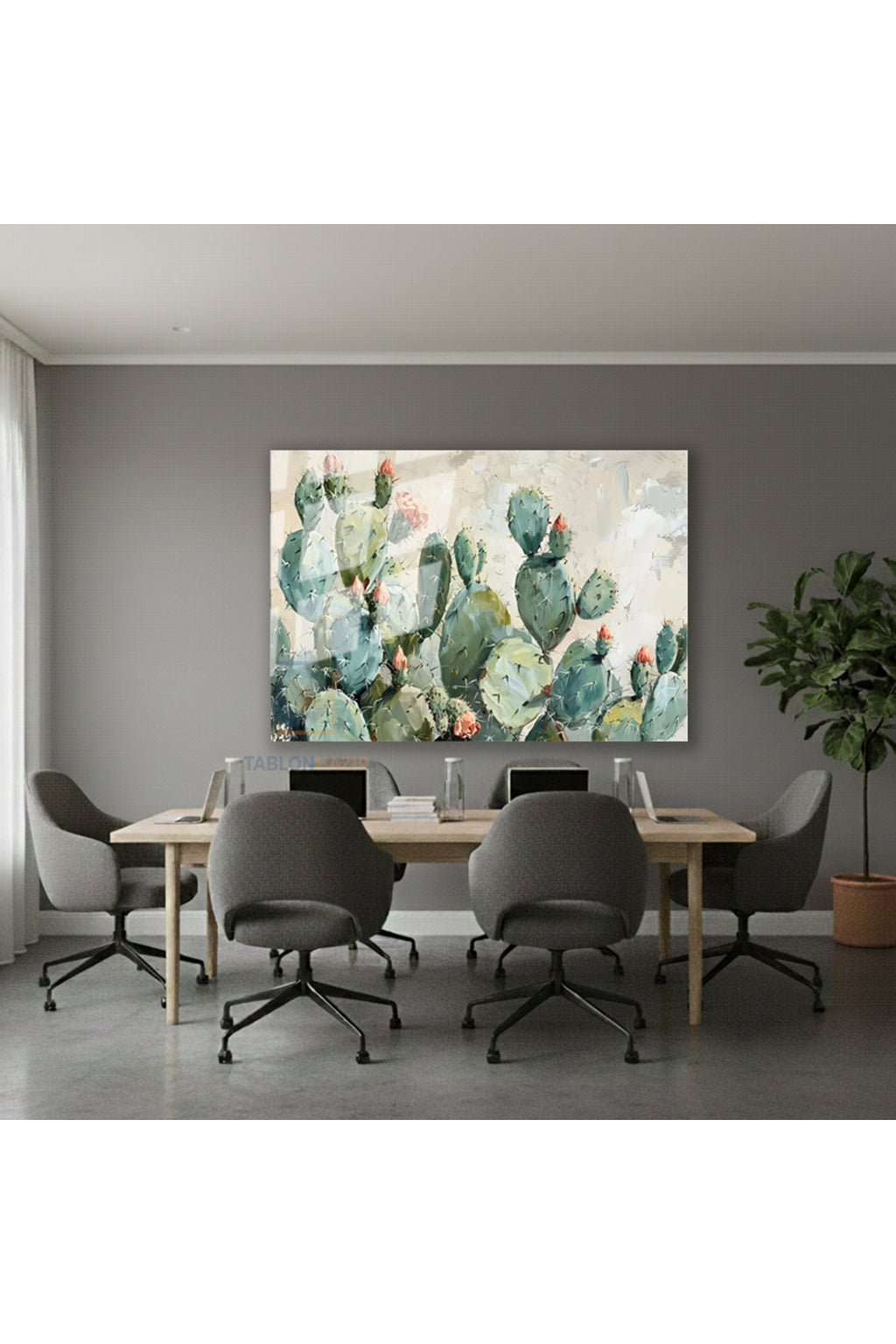 Yatay Cam Tablo Salon Duvar Tablosu Yatay Cam Yesilkaktusler Yeni Ev Hediyesi Ofis Tablosu