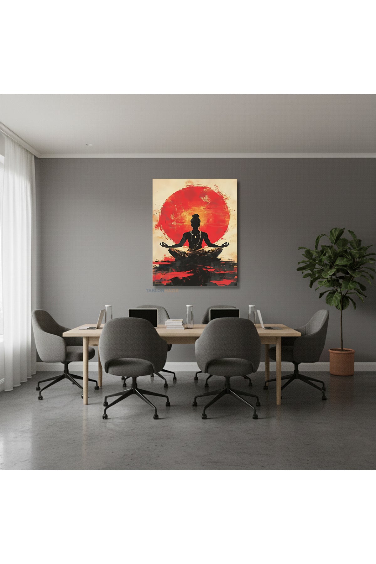 Dikey Kanvas Tablo Salon Duvar Tablosu Yoga Huzur Yeni Ev Hediyesi Ofis Tablosu