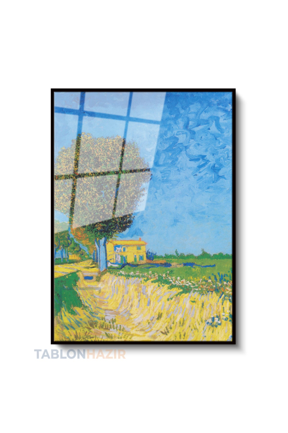 Dikey Çerçeveli Cam Vangogh 86 Modern Ev Dekoru Duvar Sanatı Ev Ofis Tablosu