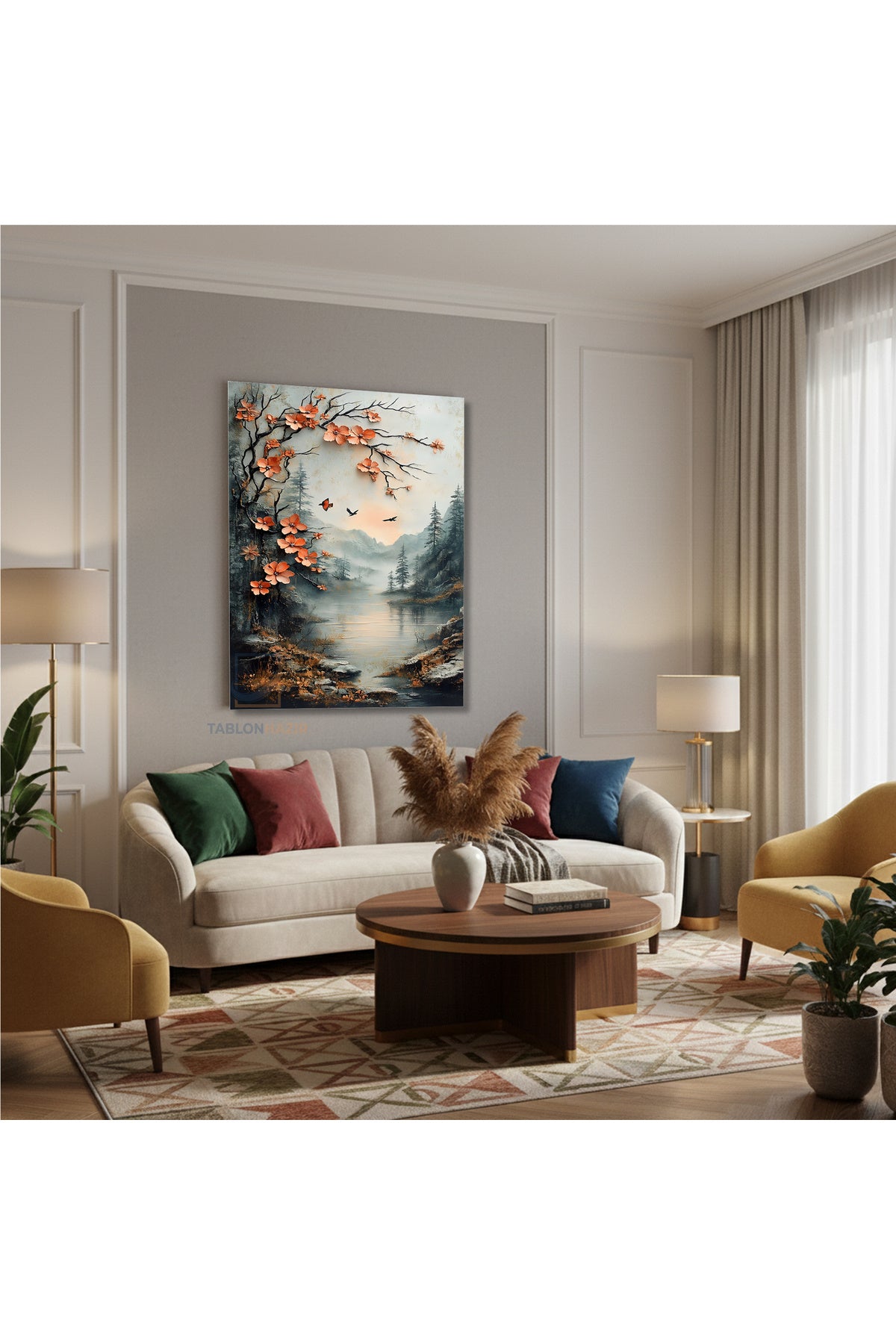 Dikey Kanvas Tablo Salon Duvar Tablosu Mistik Doga Temasi Yeni Ev Hediyesi Ofis Tablosu