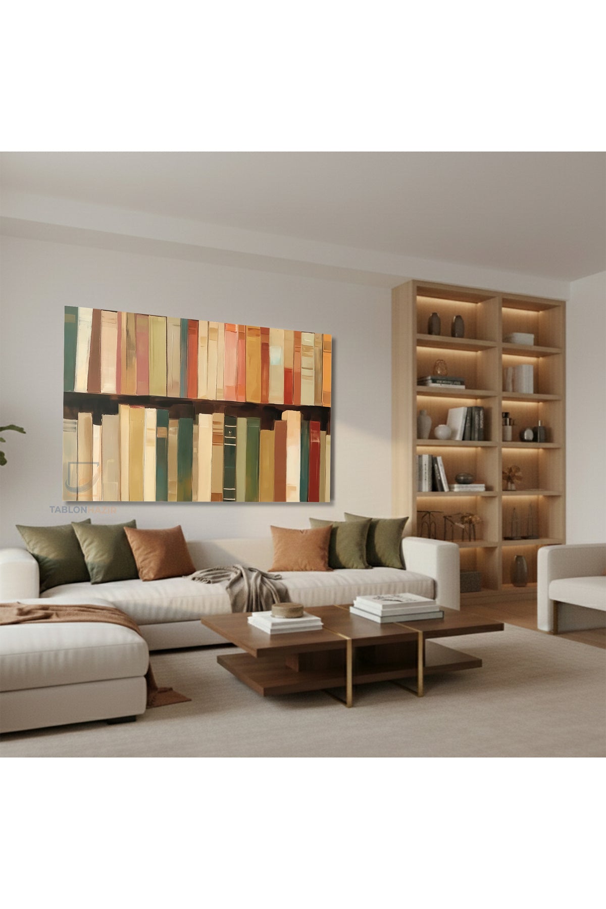 Yatay Kanvas Duvar Tablosu Kitaplıktakikitaplar Salon Tablosu Ofis Tablosu Ev Hediyesi Dekorasyon