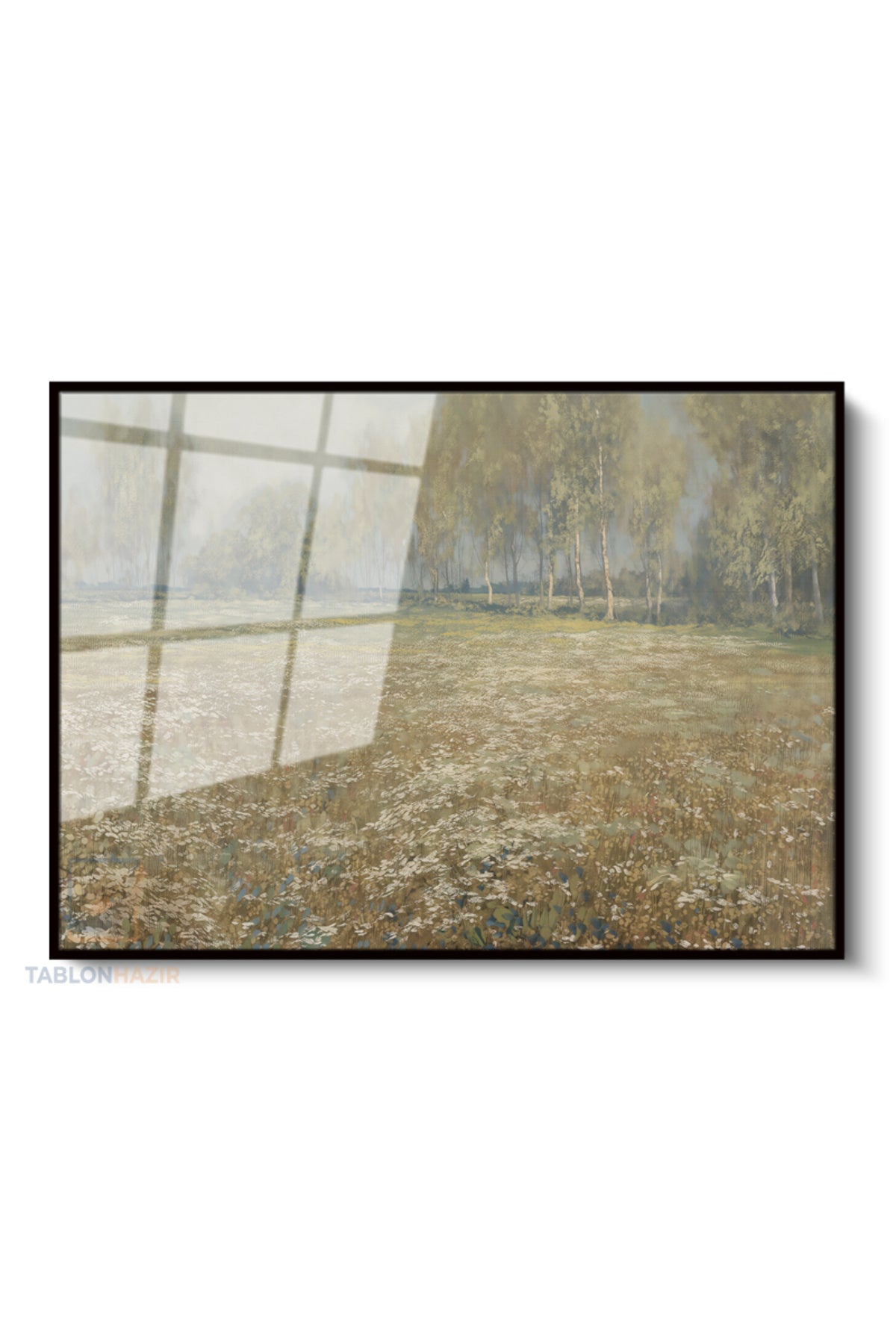 Çerçeveli Yatay Cam Tablo Salon Duvar Tablosu Yatay Cam Vintagedogamanzarasi8 Ofis Tablosu