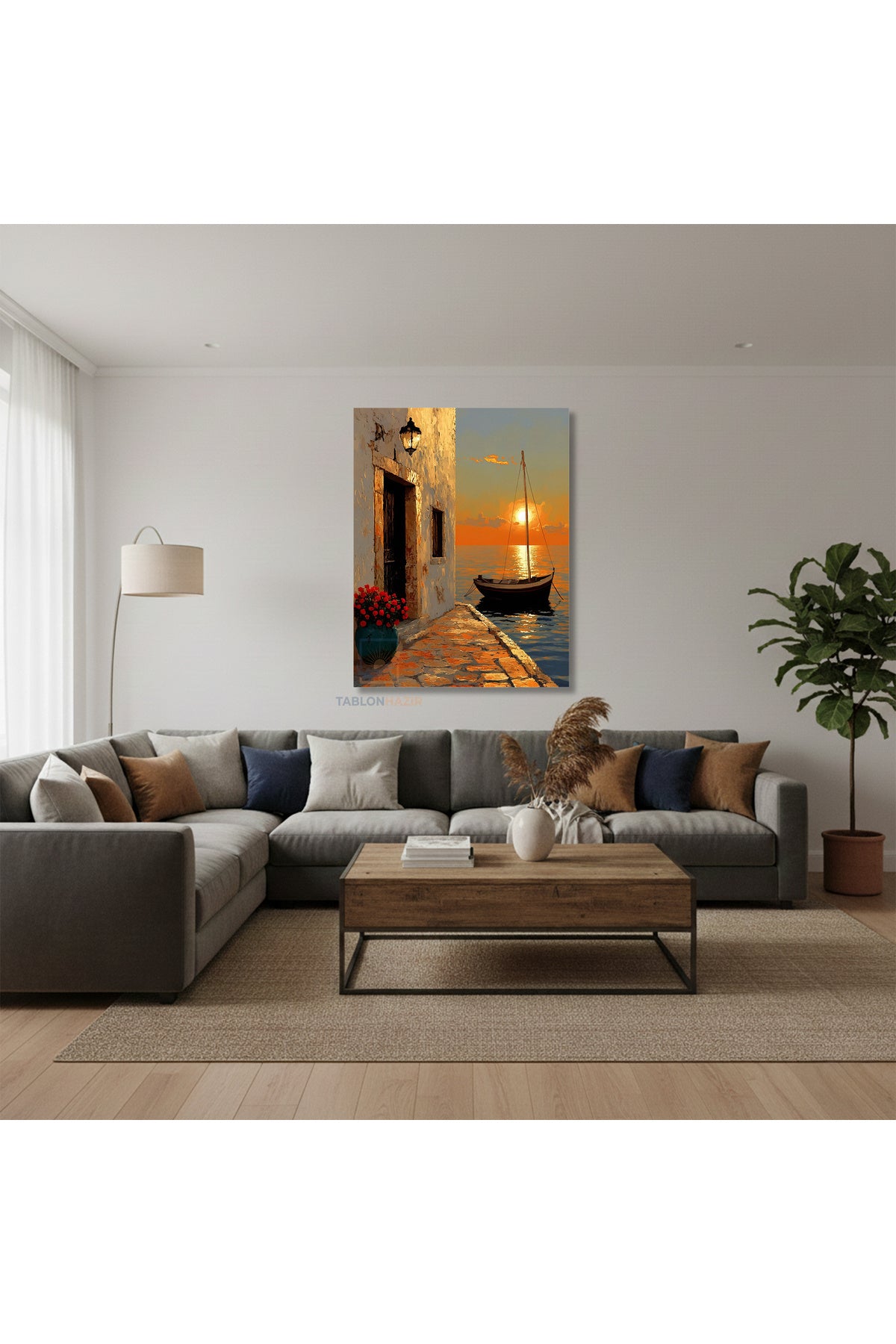 Dikey Kanvas Tablo Salon Duvar Tablosu Manzara Gunbatimi Yeni Ev Hediyesi Ofis Tablosu