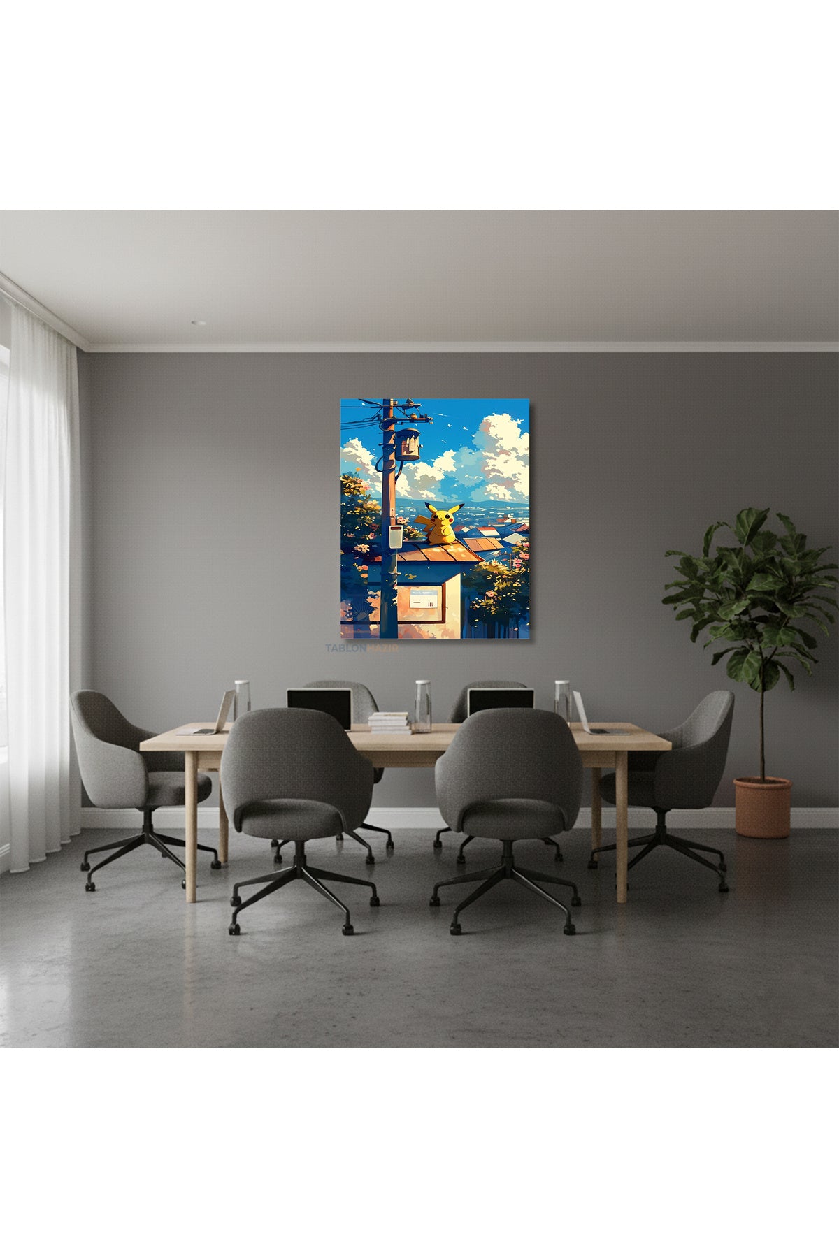 Dikey Kanvas Tablo Salon Duvar Tablosu Anime Cizim Manzara Yeni Ev Hediyesi Ofis Tablosu