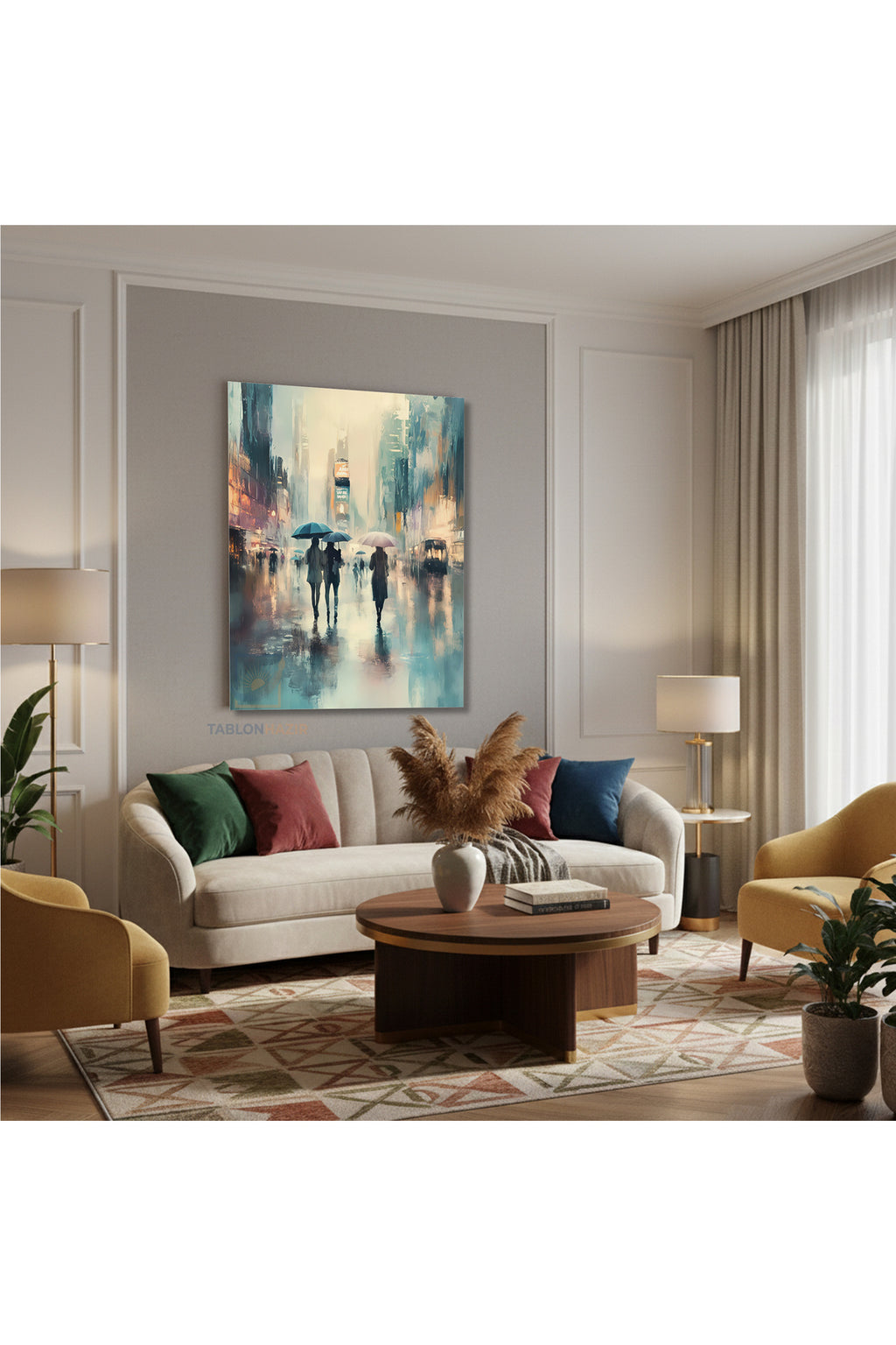 Dikey Kanvas Tablo Salon Duvar Tablosu Yagmurlu Gun Yeni Ev Hediyesi Ofis Tablosu