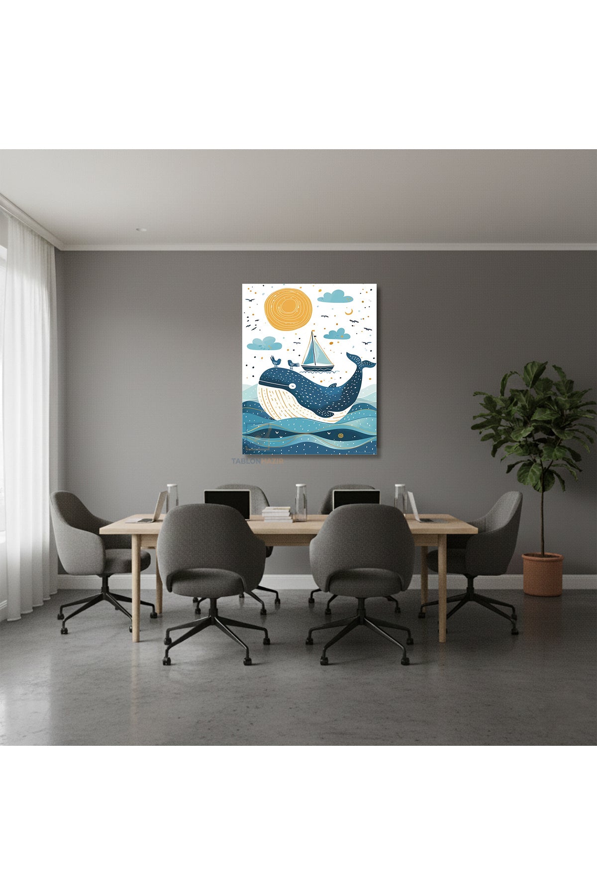 Dikey Kanvas Tablo Salon Duvar Tablosu Tatlı Balina Yeni Ev Hediyesi Ofis Tablosu
