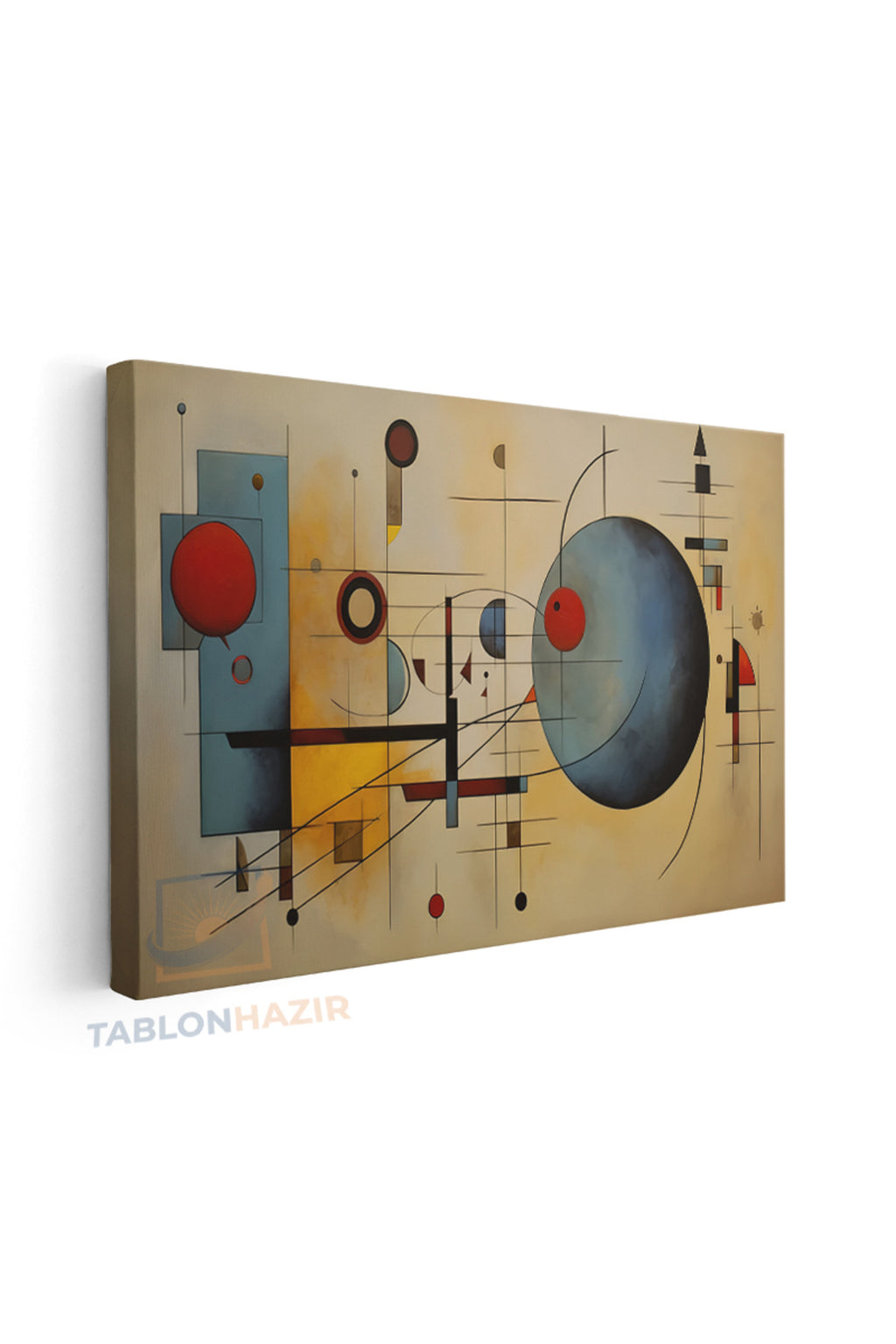 Yatay Kanvas Duvar Tablosu Geometrik Soyut Salon Tablosu Ofis Tablosu Yeni Ev Hediyesi Dekorasyon