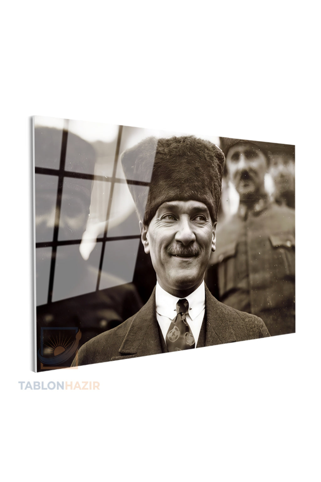 Yatay Cam Tablo Salon Duvar Tablosu Yatay Cam Gulen Ataturk Yeni Ev Hediyesi Ofis Tablosu
