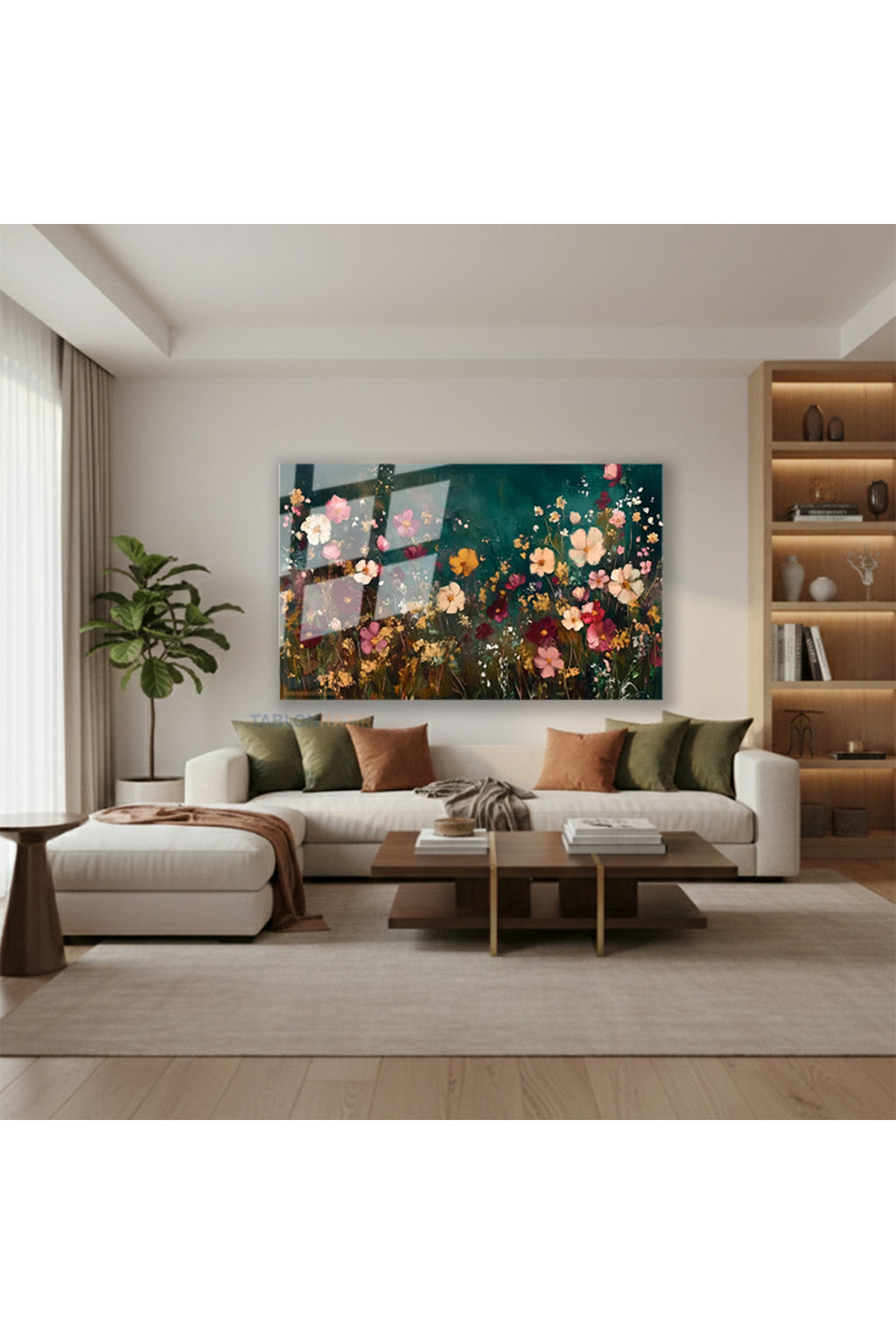 Yatay Cam Tablo Salon Duvar Tablosu Yatay Cam Cicekbahcesi44 Yeni Ev Hediyesi Ofis Tablosu